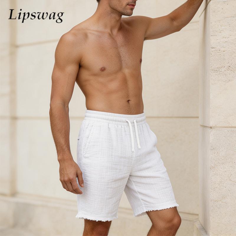 Short Linen Drawstring - Modieuze gescheurde linnen shorts voor heren,