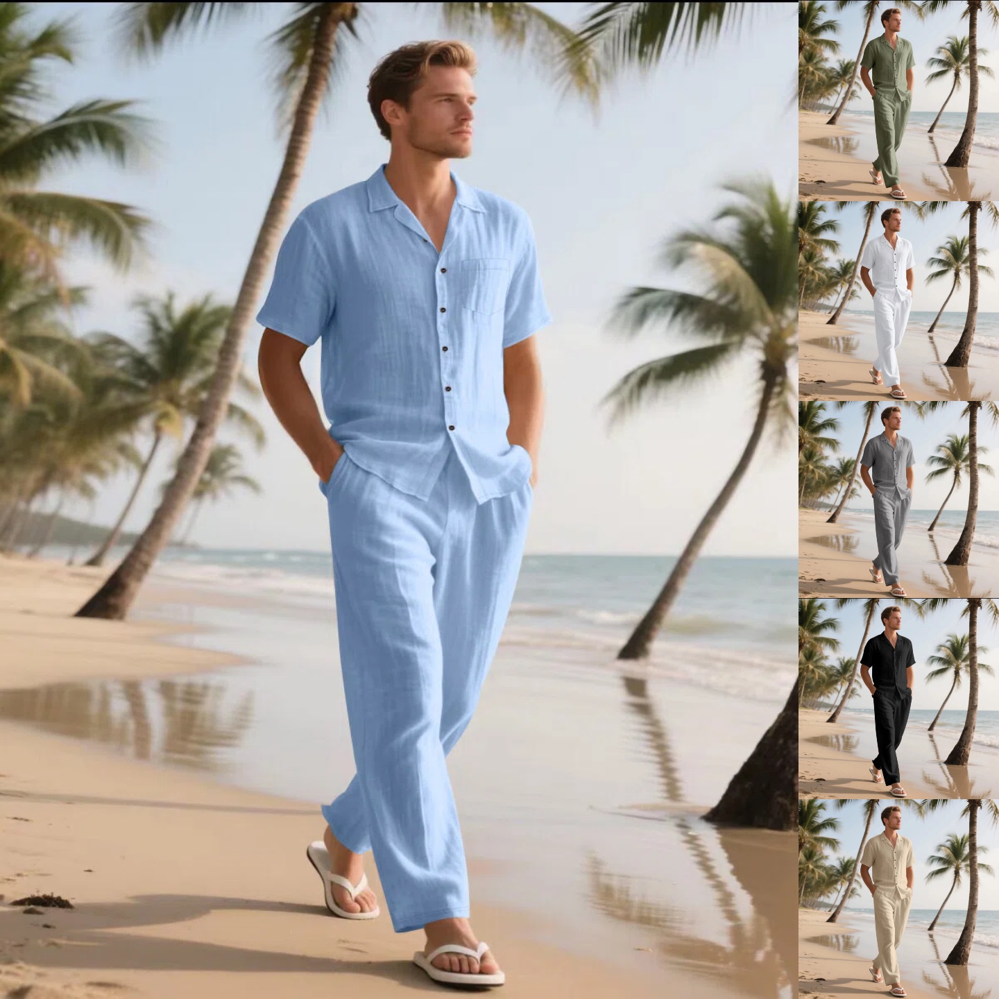 Short Linen Drawstring - Zomer heren nieuwe linnen casual comfortabele