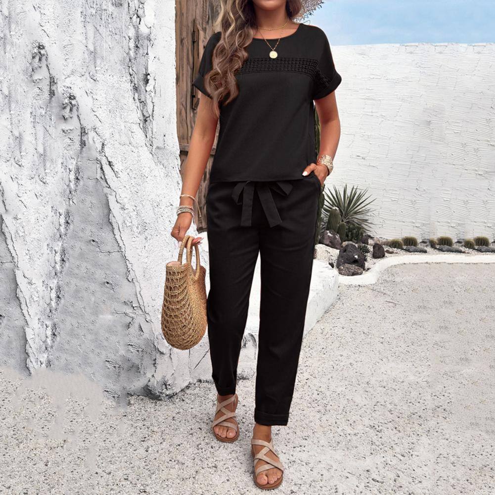 2-delig damespak: top en broek - Short Linen Drawstring recensie en prijs