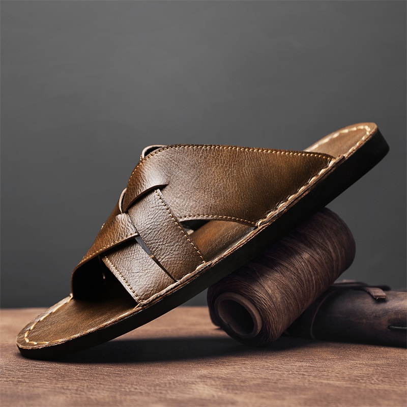 Mode Echt Leer Heren Slippers  - Flip Flop Leather Men recensie en prijs